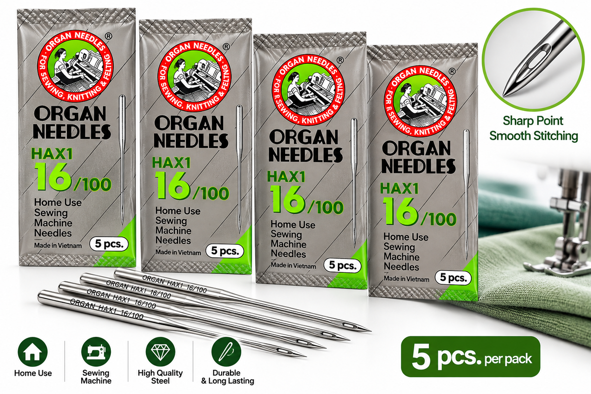Organ HAX1 16/100 Sewing Machine Needles – 5 Pcs | Home Sewing Machine Needles