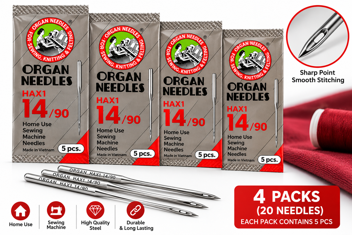 ORGAN HAX1 14/90 Sewing Machine Needles – 20 Needles (4 Packs × 5 Pcs)